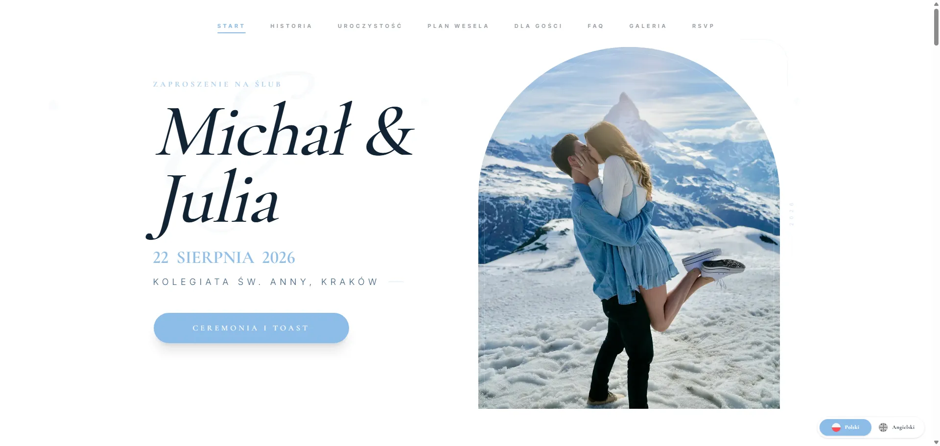 Podgląd Projektu Fresh: Nowoczesny Błękit — Weselny Spot